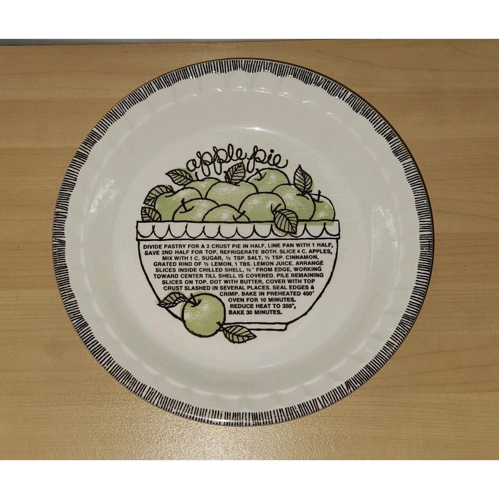 Vintage Royal China by Jeannette Apple Pie Recipe Pie Plate 10" Green Apples USA